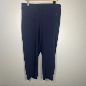 TALBOTS navy blue scalloped hem Lightweight Stretch Wrap Hem Crops large